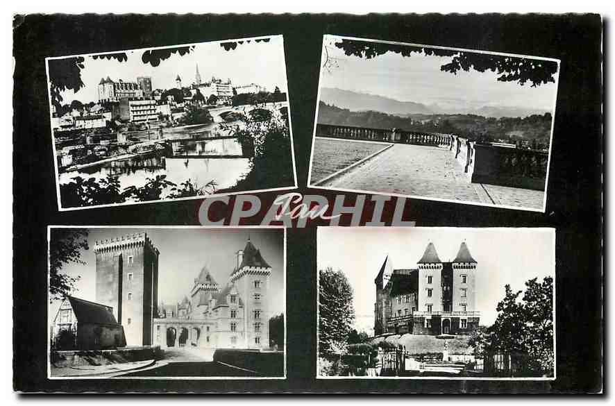 CPA Pau B P le Chateau et le Gave vue vers les Pyrenees le chateau 