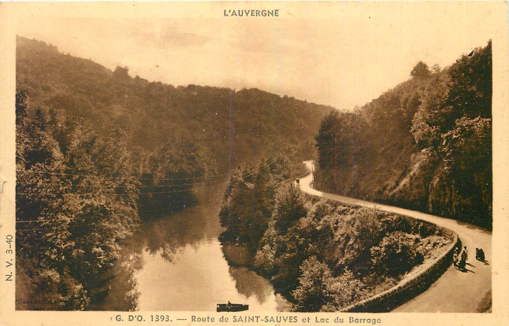 CPA L'Auverge route de Saint Sauves et lac du Barrage 