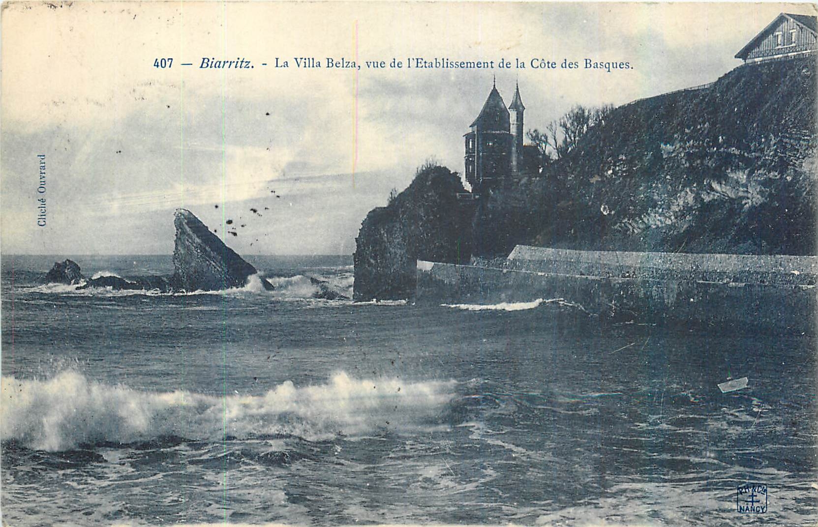 CPA Biarritz la villa Belze vue de l'Etablissement de la cote des Basques 