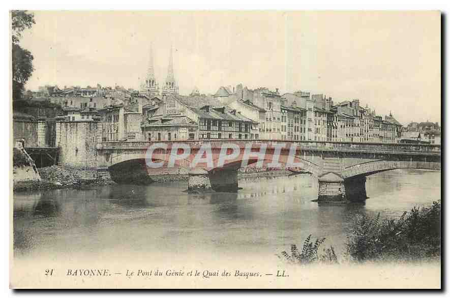 CPA Bayonne le Pont du Genie et le Quai des Basques 