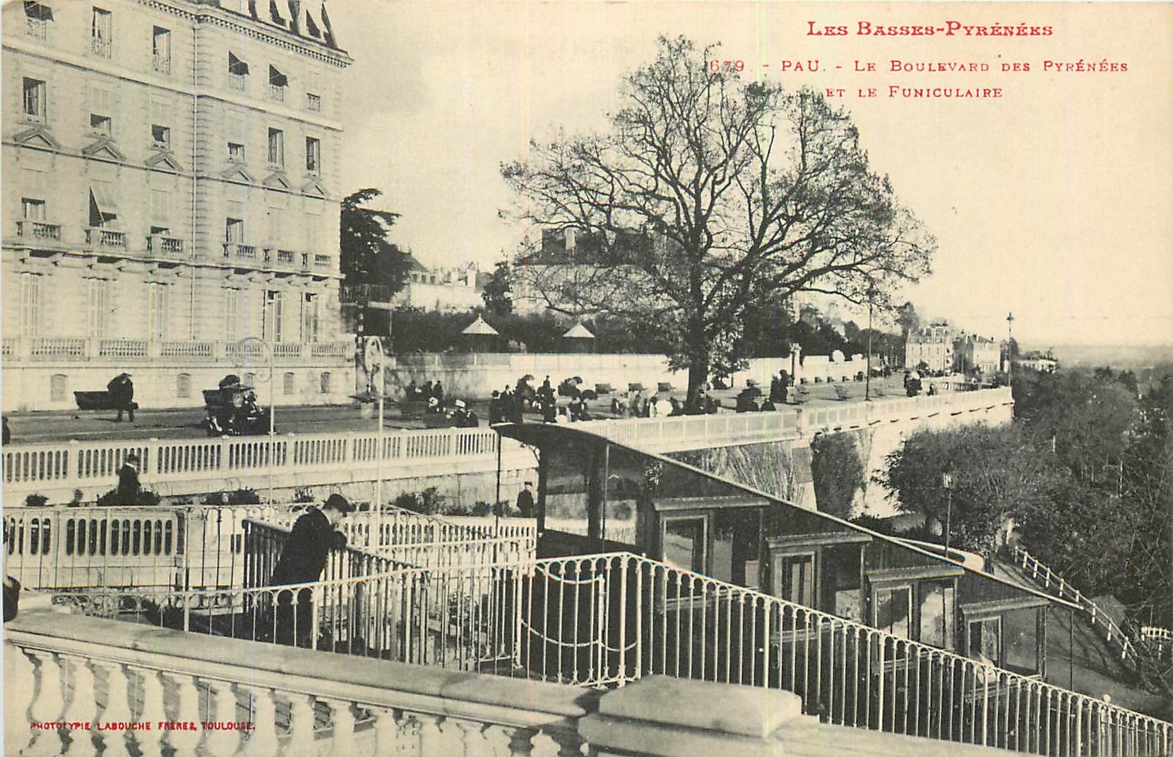 Pau - Le Boulevard des Pyrénées et le Funiculaire — Phototype Labouche Frères, Toulouse