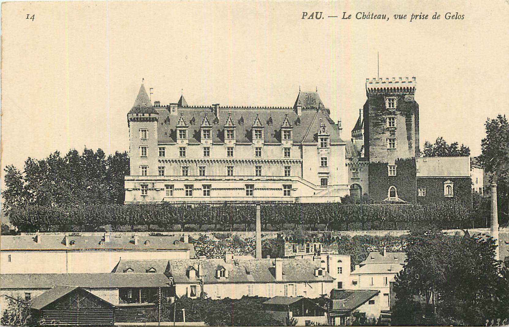 Pau — Le Château, vue prise de Gelos — éditeur non identifié, n° de série 14