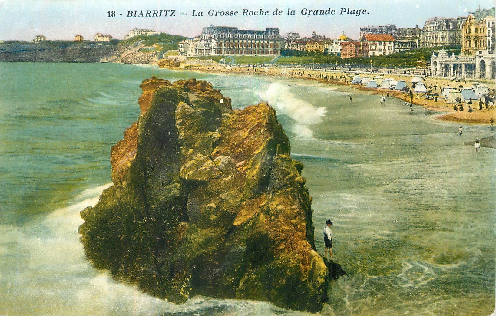 CPA Biarritz la Grosse Roche de la Grande Plage 