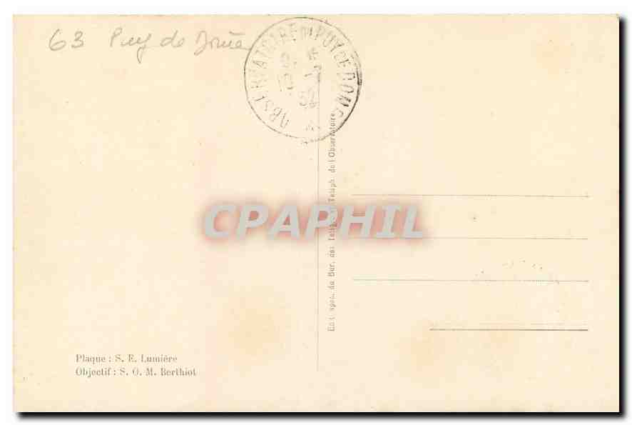 CPA Crepuscule vu de l'Observatoire du Puy de Dome  — Verso