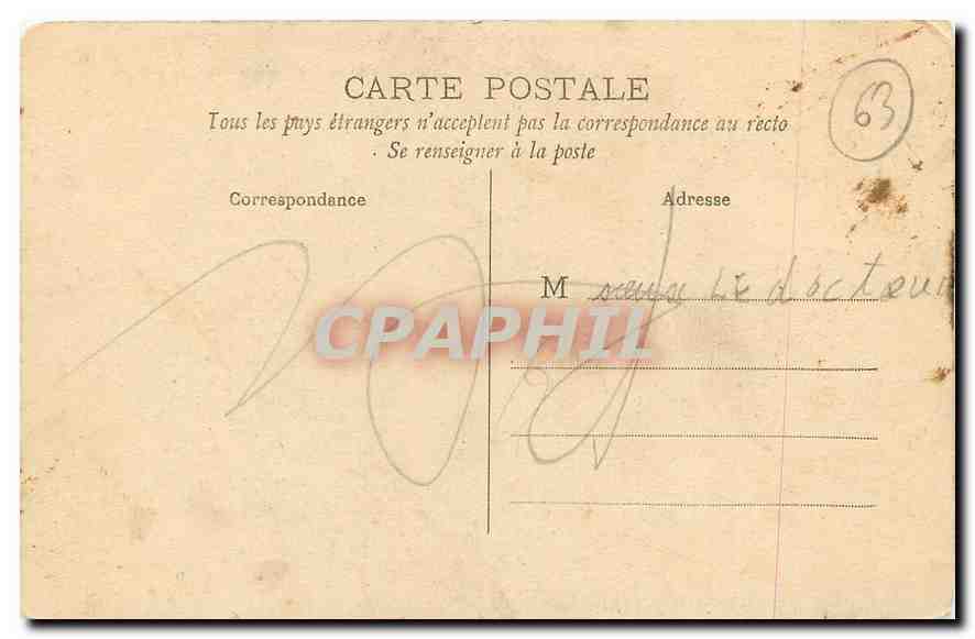 CPA Thiers P de D Vieux Chateau et Abbaye du Moutier  — Rückseite