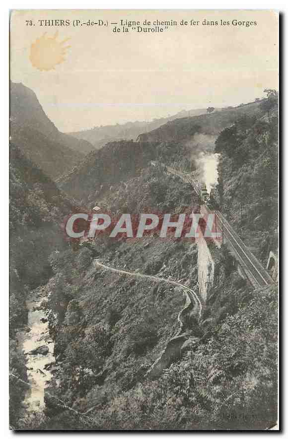 CPA Thiers P de D Ligne de chemin de fer dans les Gorges de la Durolle Train