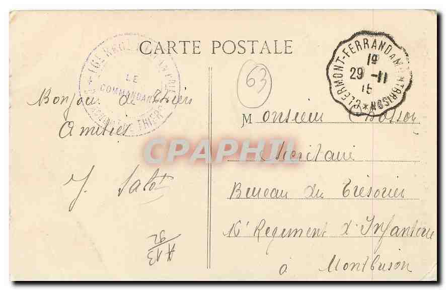 CPA Thiers P de D Ligne de chemin de fer dans les Gorges de la Durolle Train — Rückseite