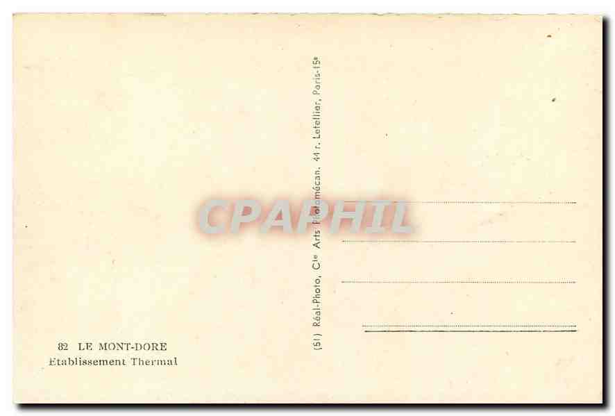 CPA Le Mont Dore Etablissement Thermal  — Verso