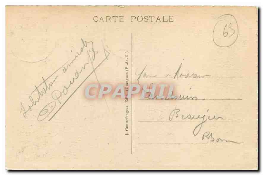 CPA Thiers Le Viaduc du Grand Tournant et la Route de Lyon dans les Gorges de la Durolle  — Rückseite