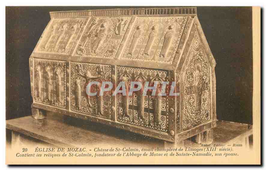 CPA Eglise de Mozac Chasse de St Calmin email champleve de Limoges Contient les reliques de St Calmi