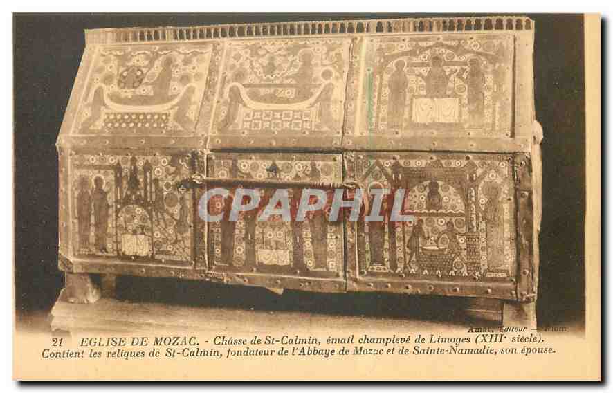 CPA Eglise de Mozac Chasse de St Calmin email champleve de Limoges Contient les reliques de St Calmi