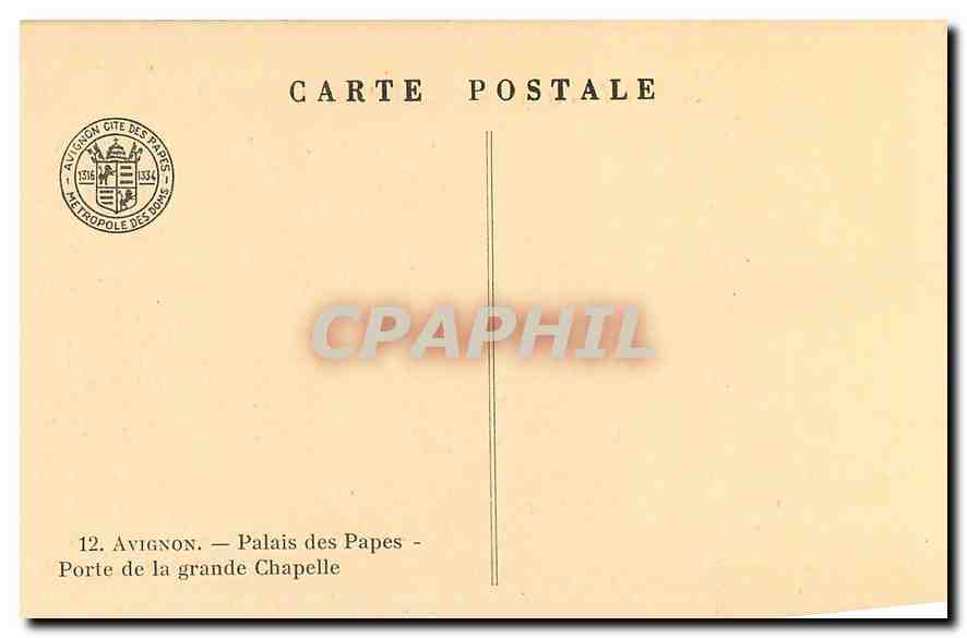 CPA Avignon Palais des Papes Porte de la Grande Chapelle  — Verso