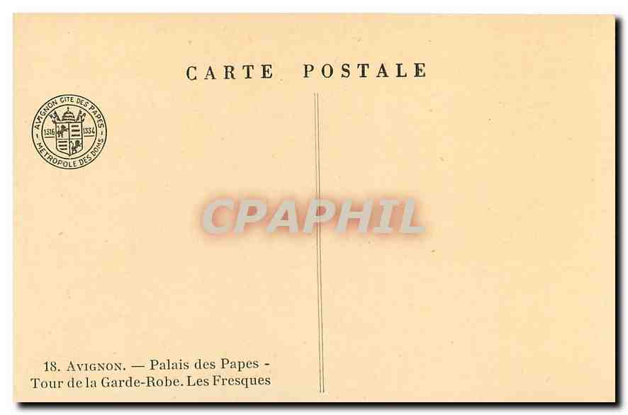 CPA Avignon Palais des Papes Tour de la Garde Robe Les Fresques  — Verso