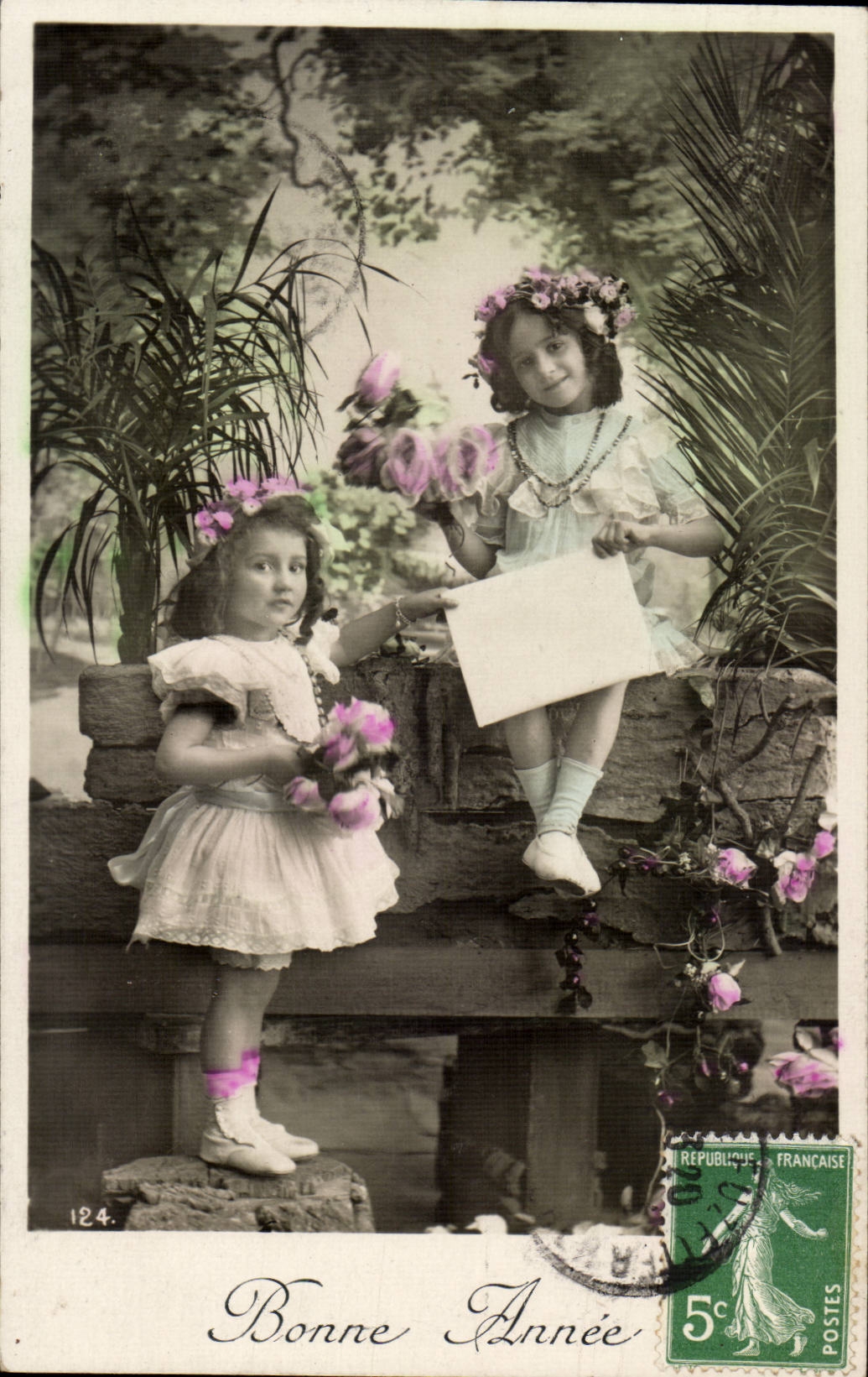 Fantaisie CPA Enfants filles Bonne Annee Voeux
