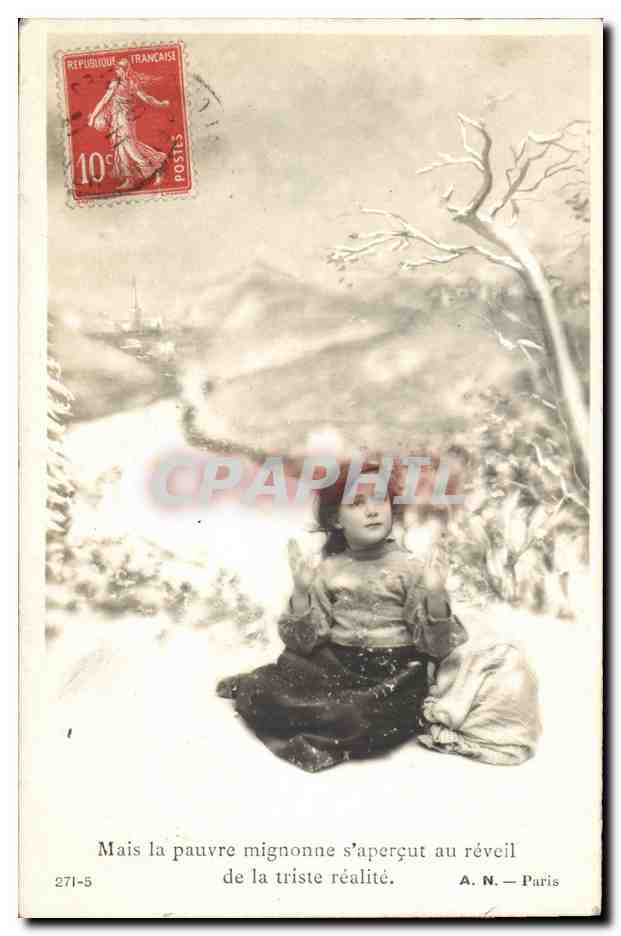 Fantaisie CPA Enfant fille Un soir de Noel la petite Madeleine mais la pauvre mignonne 