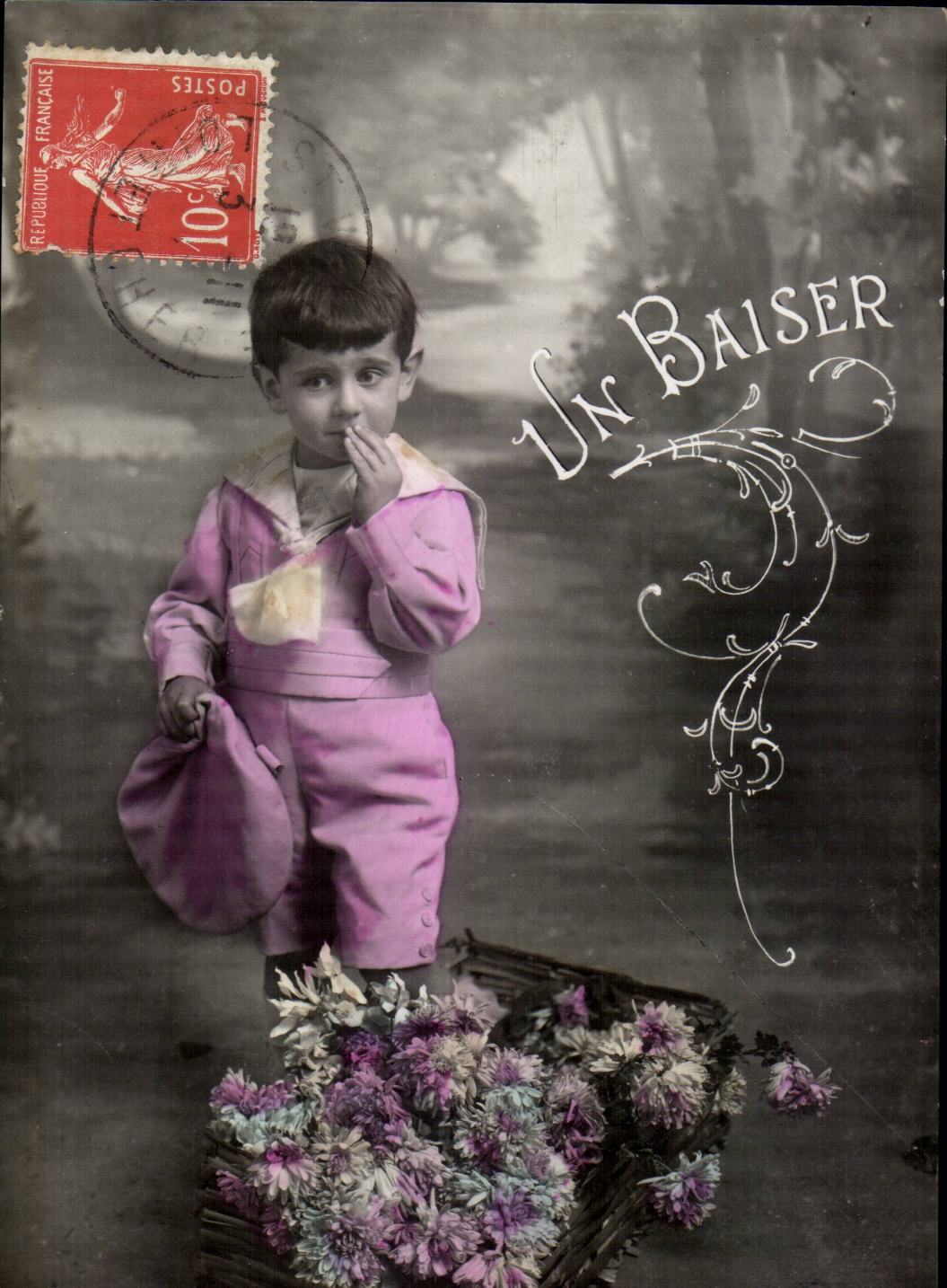Fantaisie CPA Enfant Un baiser