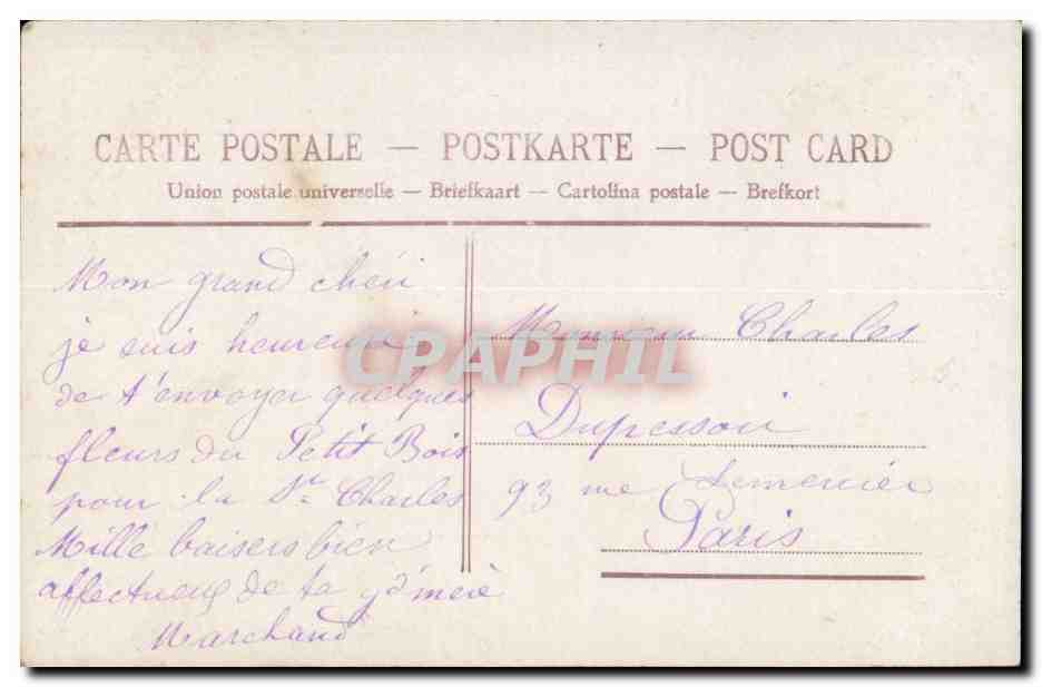 Fantaisie CPA Enfant Un baiser — Rückseite
