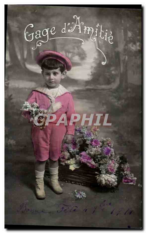 Fantaisie CPA Enfant Gage d'amitie