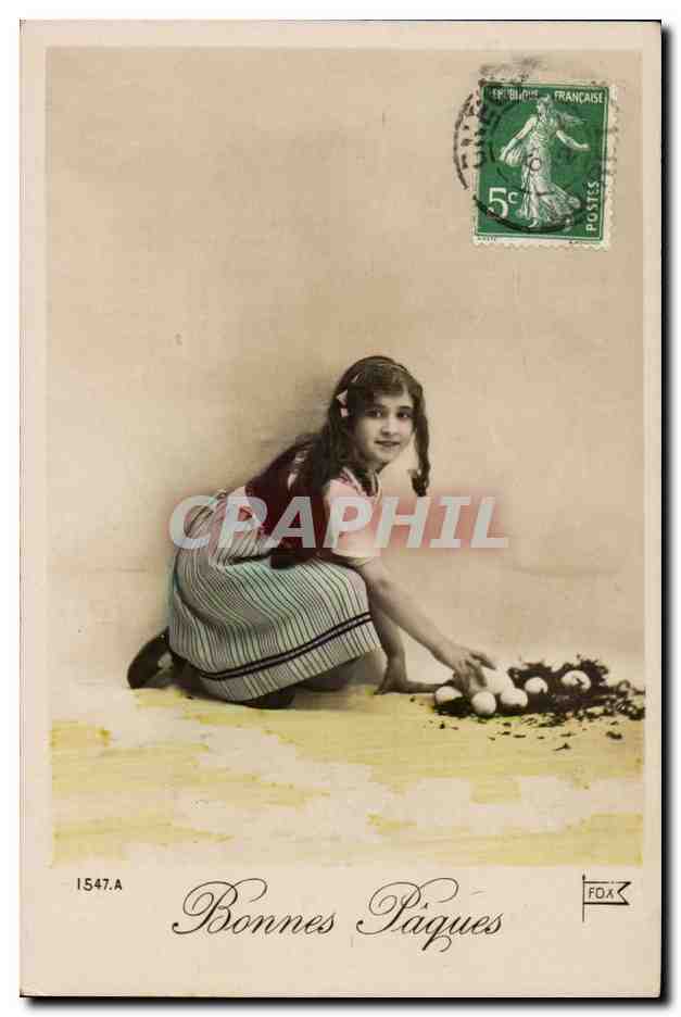 Fantaisie CPA Enfants Bonnes Paques oeufs