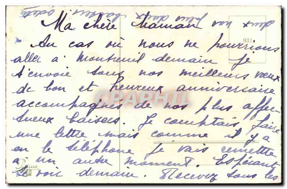 Fantaisie CPA Fleurs Fer a cheval Heureux anniversaire — Back