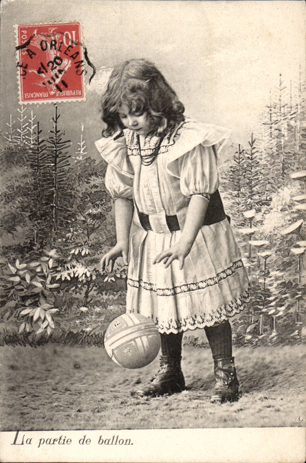 Fantaisie CPA la partie de ballon enfant