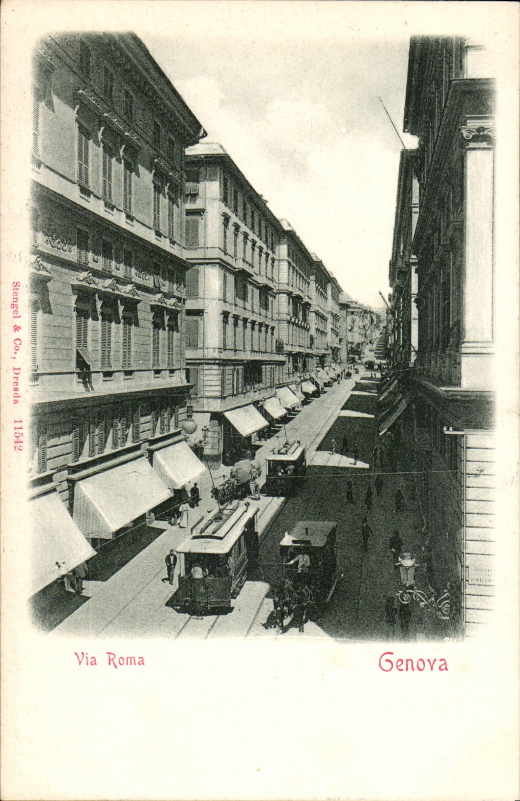 italie italia Genova CPA Via Roma tramway