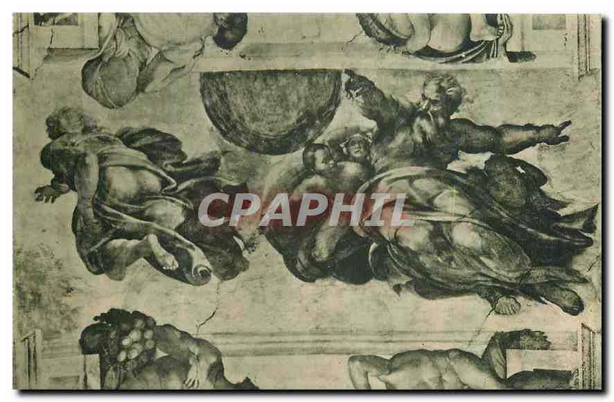 CPA Citta del Vaticano Cappelle Sistina Michelangelo Dieu cree le Soleil et la Lune 