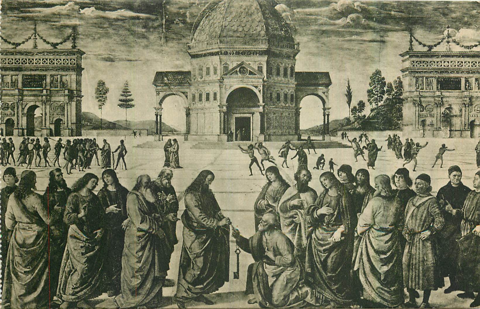 CPA Citta del Vaticano Cappelle Sistina Perugino La remise des clefs a Saint Pierre 