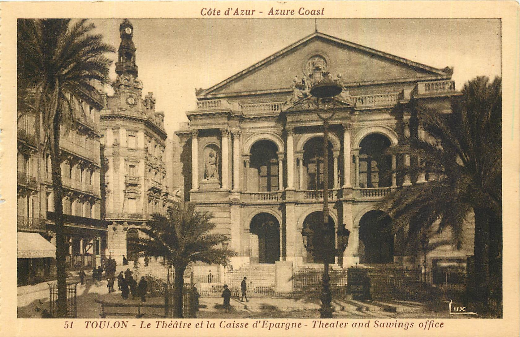 CPA Cote d'Azur Toulon Le Theatre et la Caisse d'Epargne 