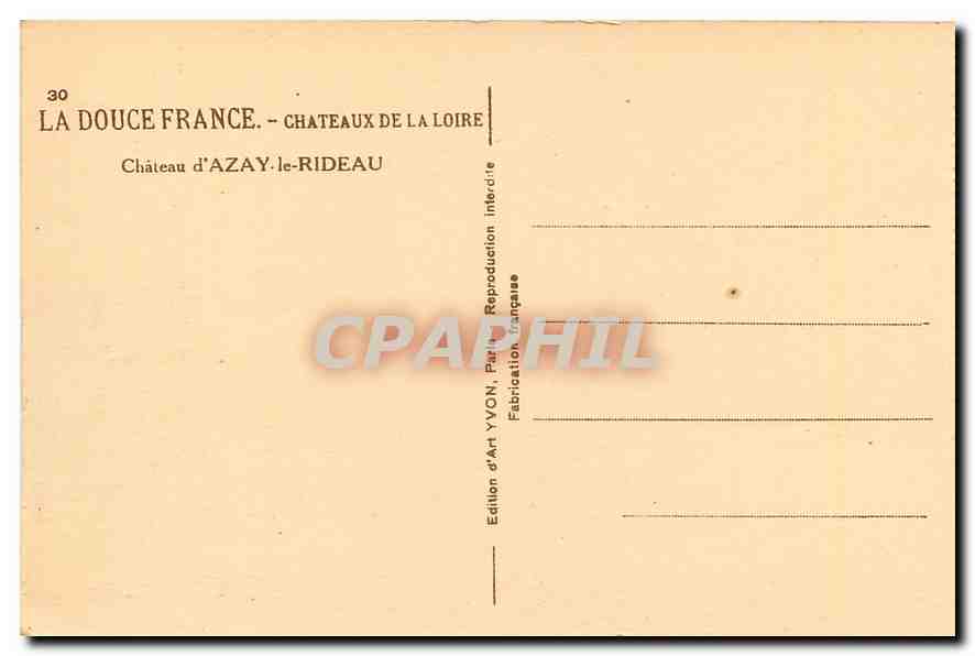 CPA La Douce France Chateaux de la Loire Chateau d'Azay le Rideau  — Verso