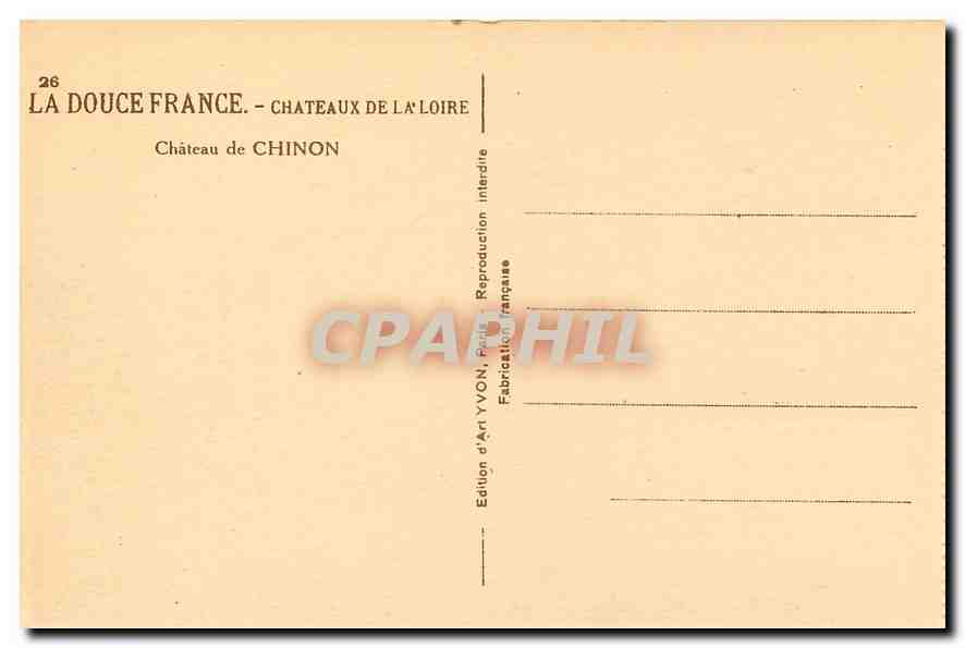 CPA La Douce France Chateaux de la Loire Chateau de Chinon  — Rückseite