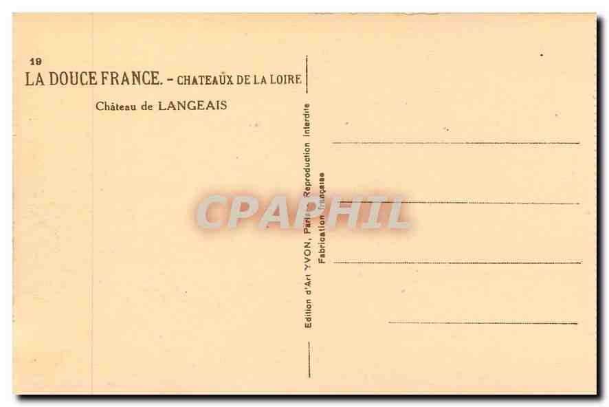 CPA La Douce France Chateaux de la Loire Chateau de Langeais  — Verso
