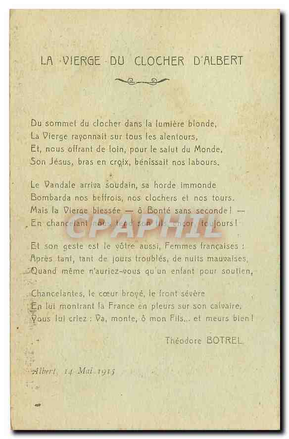 CPA Brandicourt Boivin Albert Somme La Vierge doree du clocher ceuvre du sculpteur amienois Albert R — Rückseite