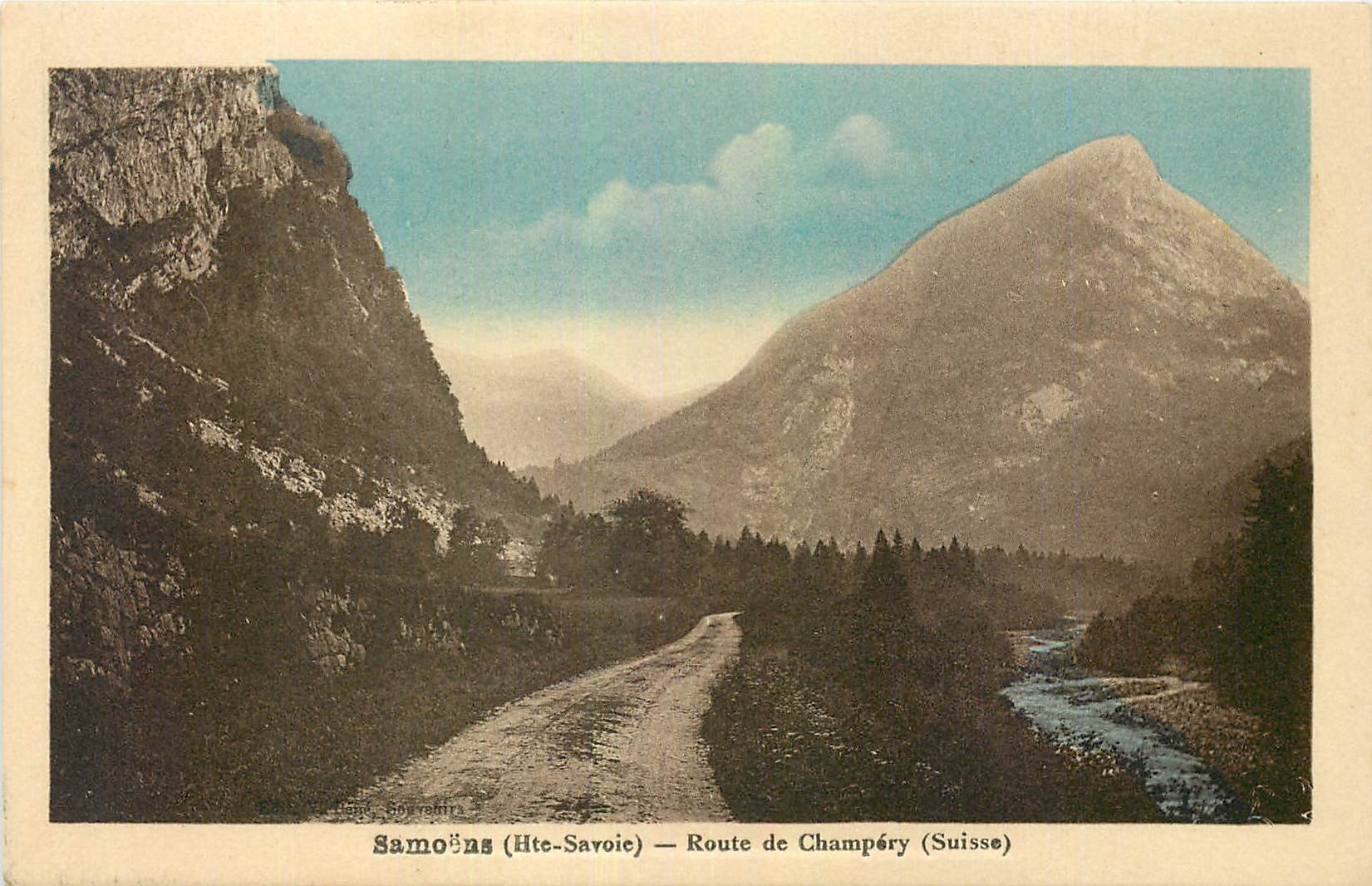 CPA Samoens Hte Savoie Route de Champery Suisse 