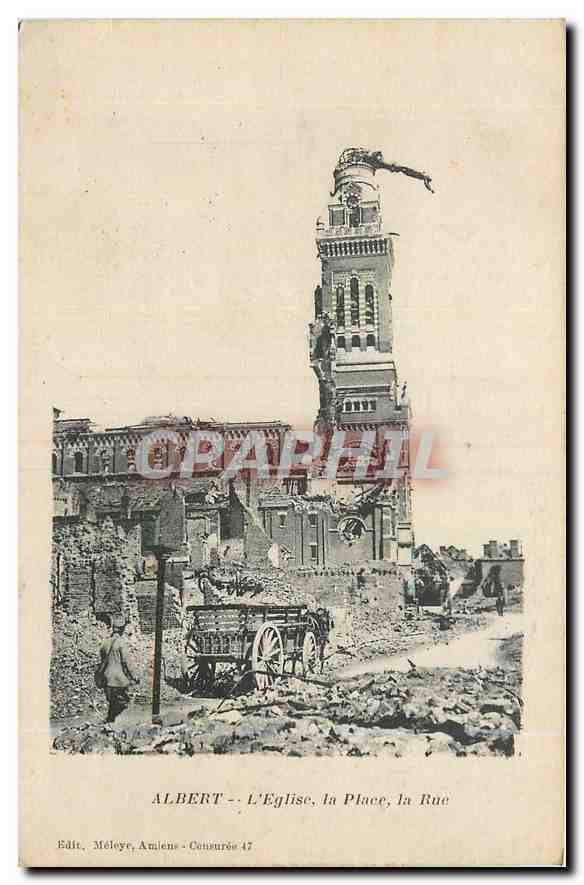 CPA Albert l'Eglise La Place La Rue Militaria