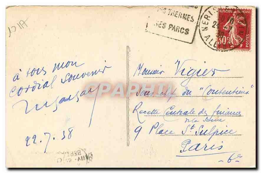 Nérès-les-Bains (Allier) — La Vallée des Moulins — Éditeur : Éd. Pinat, Nérès-les-Bains — Back
