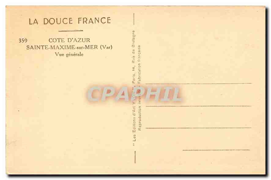 CPA Cote d'Azur Sainte Maxime sur Mer var Vue generale  — Rückseite