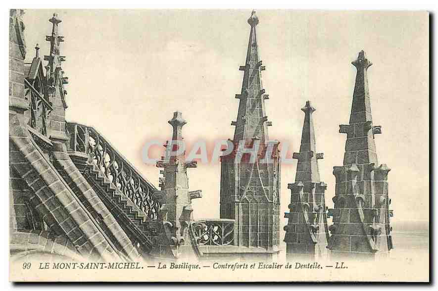 CPA Le Mont saint Michel La Basilique Conteforts et Escalier de Dentelle 