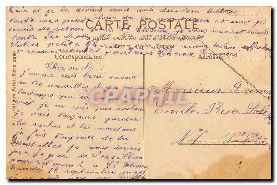 Scène de moisson — K. F. Éditeur Paris — Série 288 — Verso