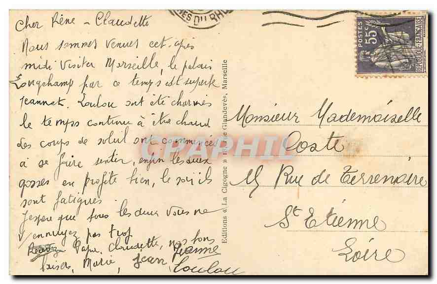 CPA Marseille Le Quai des Belges  — Rückseite