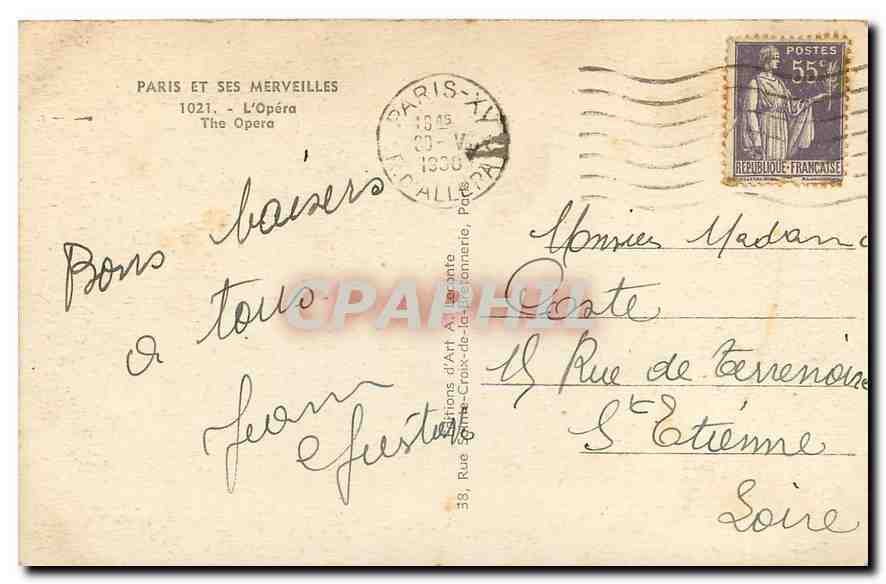 CPA Paris et ses Merveilles l'Opera  — Rückseite