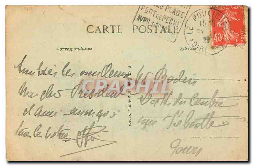 CPA Le Pouliguen Loire Inf Recifs a la Grande Cote  — Back