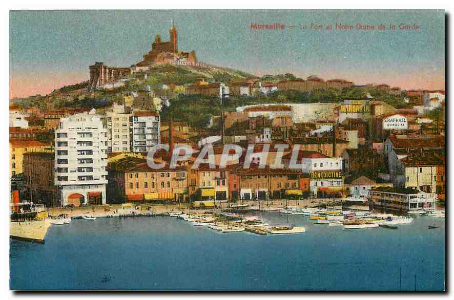 CPA Marseille Le port et Notre Dame de la Garde 