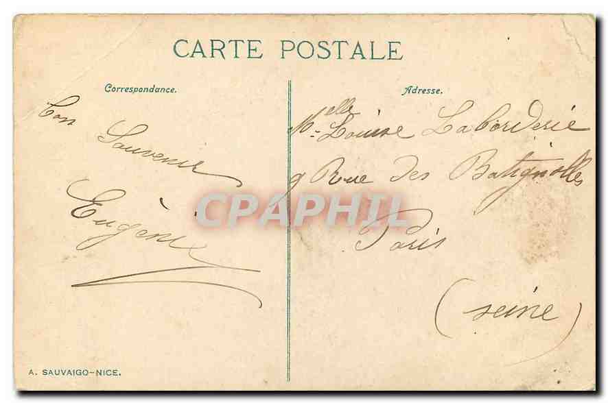 CPA Menton La Vieille Ville  — Rückseite