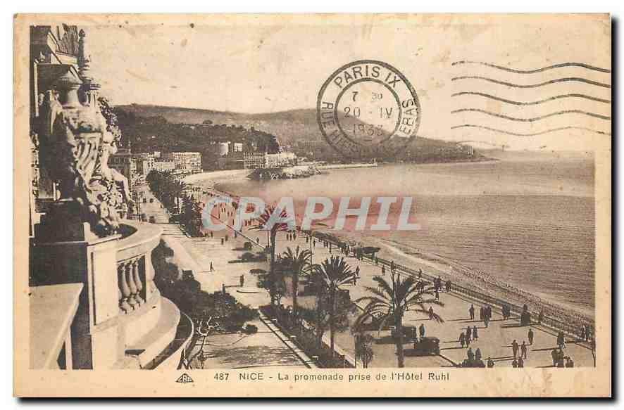CPA Nice La promenade prise de l'Hotel ruhl 