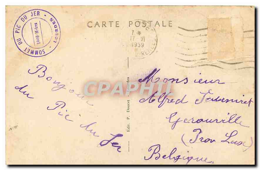 Lourdes — Funiculaire du Pic du Jer - Gare du bas P.D. — P. Doucet — Rückseite