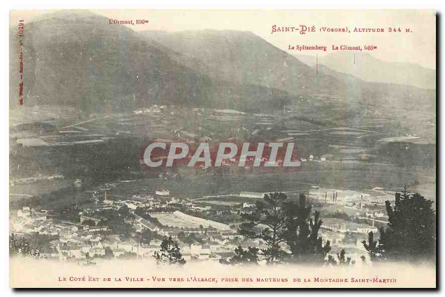 CPA Le Cote de la Ville Vue vers l'Alsace prise des hauteurs de la Montagne Saint Martin Saint Die V