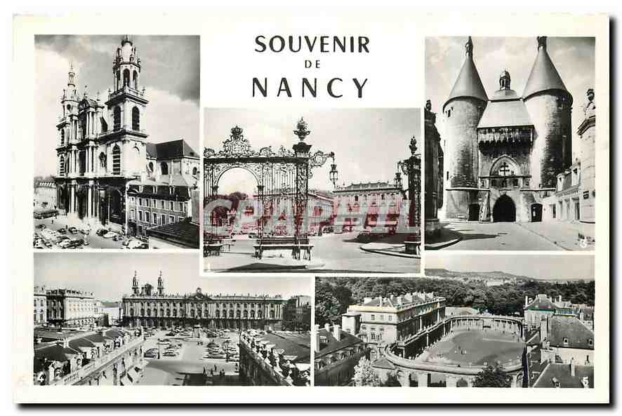 CPA Souvenir de Nancy Place Stanislas Grilles de Jean Lamour La Cathedrale Porte de la Craffe Hotel 