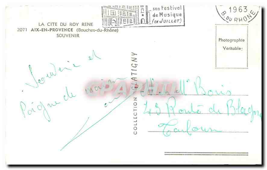 CPA Au cite du Roy Rene Aix en Provence Bouches du Rhone Souvenir  — Rückseite