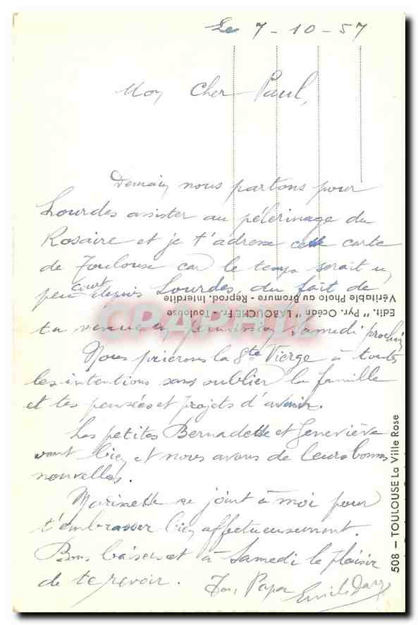 Toulouse — Rathaus — Verlag Elfe, Nr. 508 — Rückseite